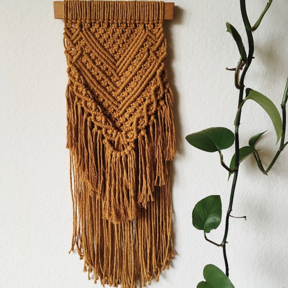 Mustard macrame wall hanging handmade